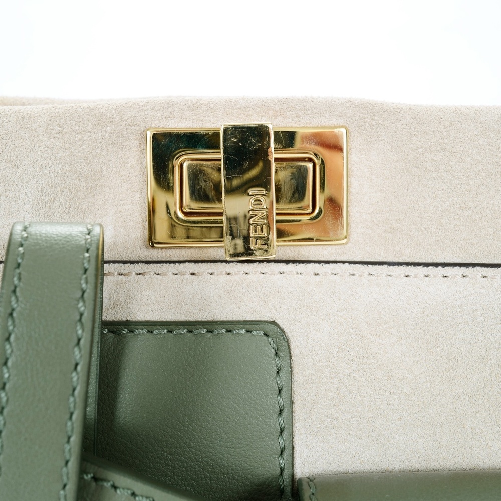 Fendi Peekaboo Mini Pocket Beige Suede Handbag - Picture 12 of 14